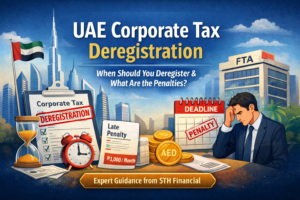 UAE Corporate Tax Deregistration guide showing deadlines, penalties, and FTA compliance process for businesses